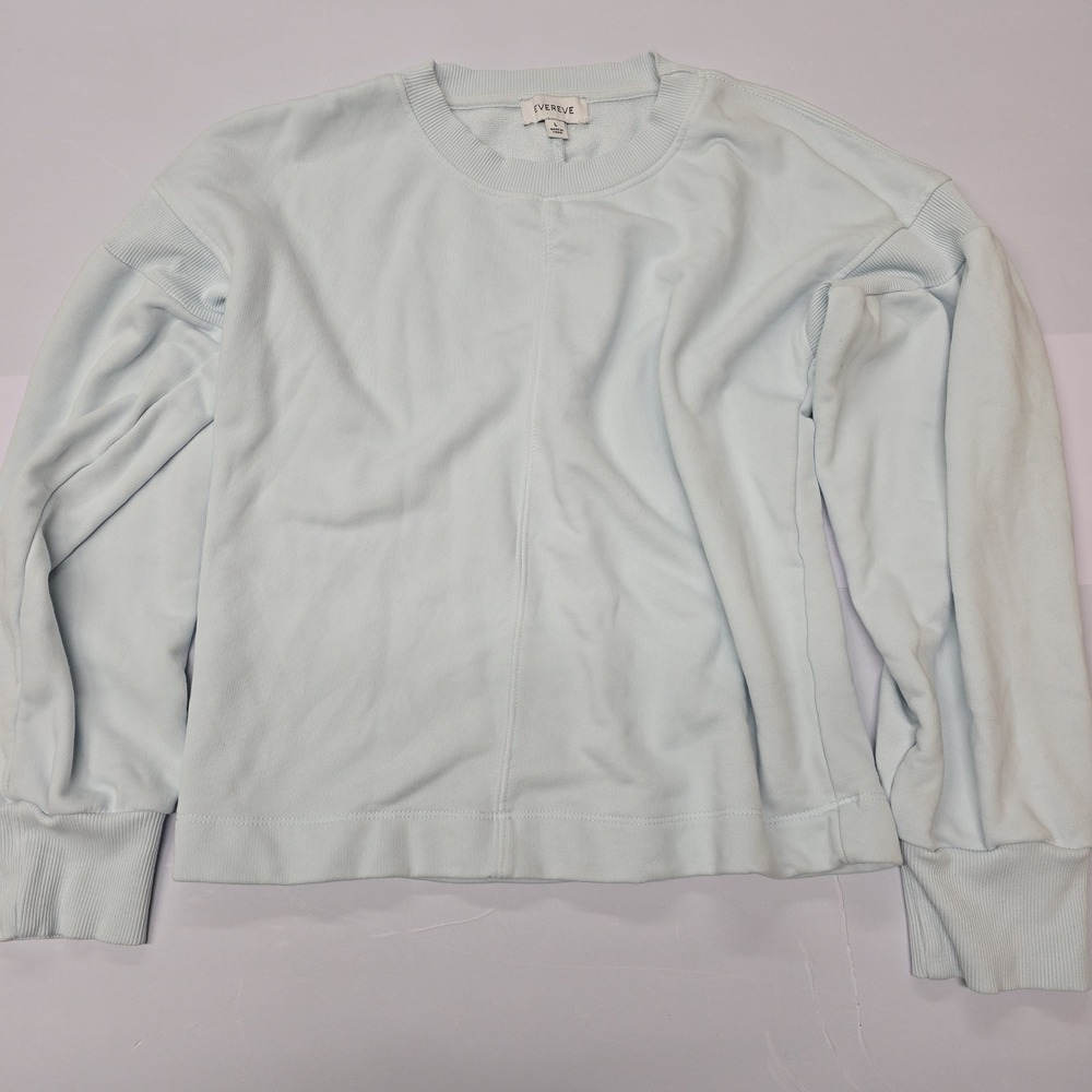 Evereve Light Blue Pullover Sweatshirt Crew Neck Long Sleeve Casual Size‎ L